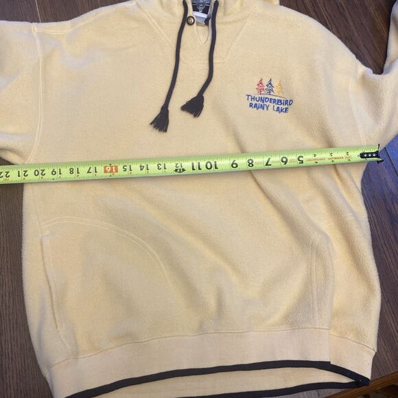 Vintage Thunderbird Rainy Lake Fleece Hoodie Size Medium Benison Pullover - Picture 10 of 12